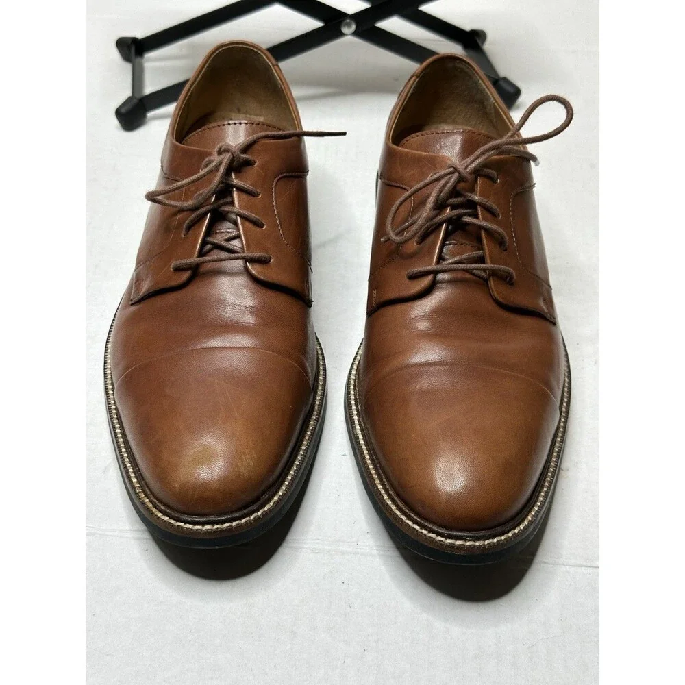 Cole Haan Warren Dress Shoes Mens 8.5 Wide Oxford Lace Up Casual Cap-Toe Brown